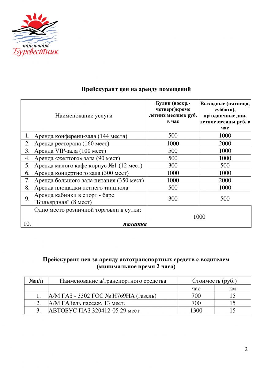 Прайс на специальные туры
